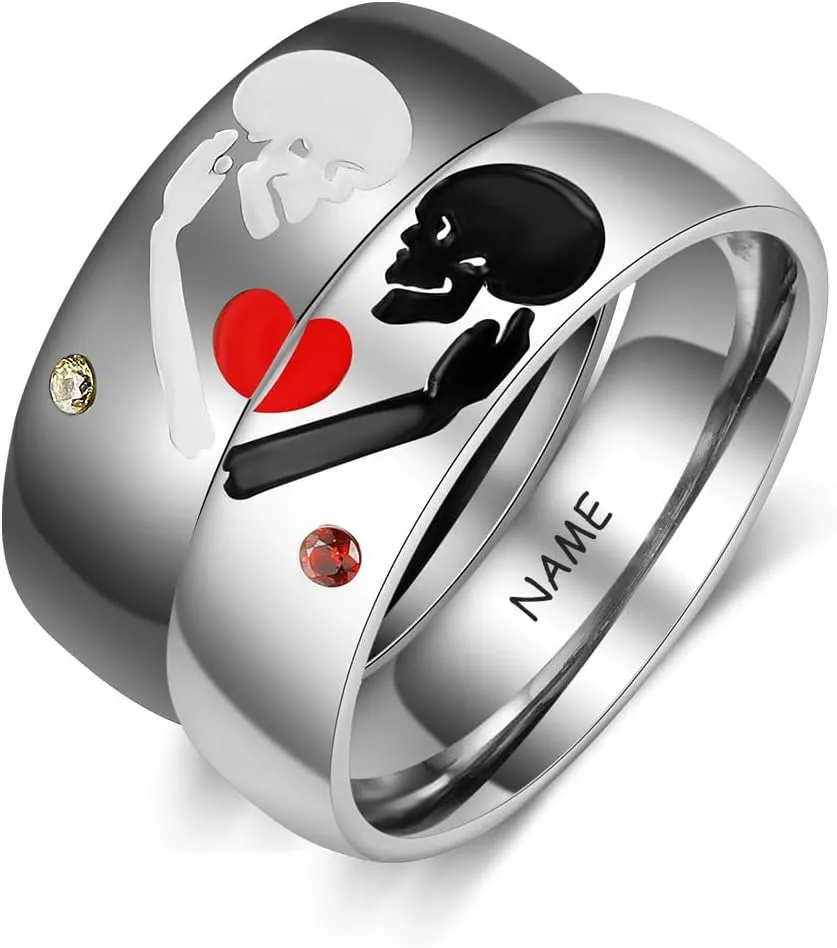 Personalized Matching Rings Custom Name Couples Rings for Him and Her Set couples Promise Rings for Women Men Couples Ring Bands