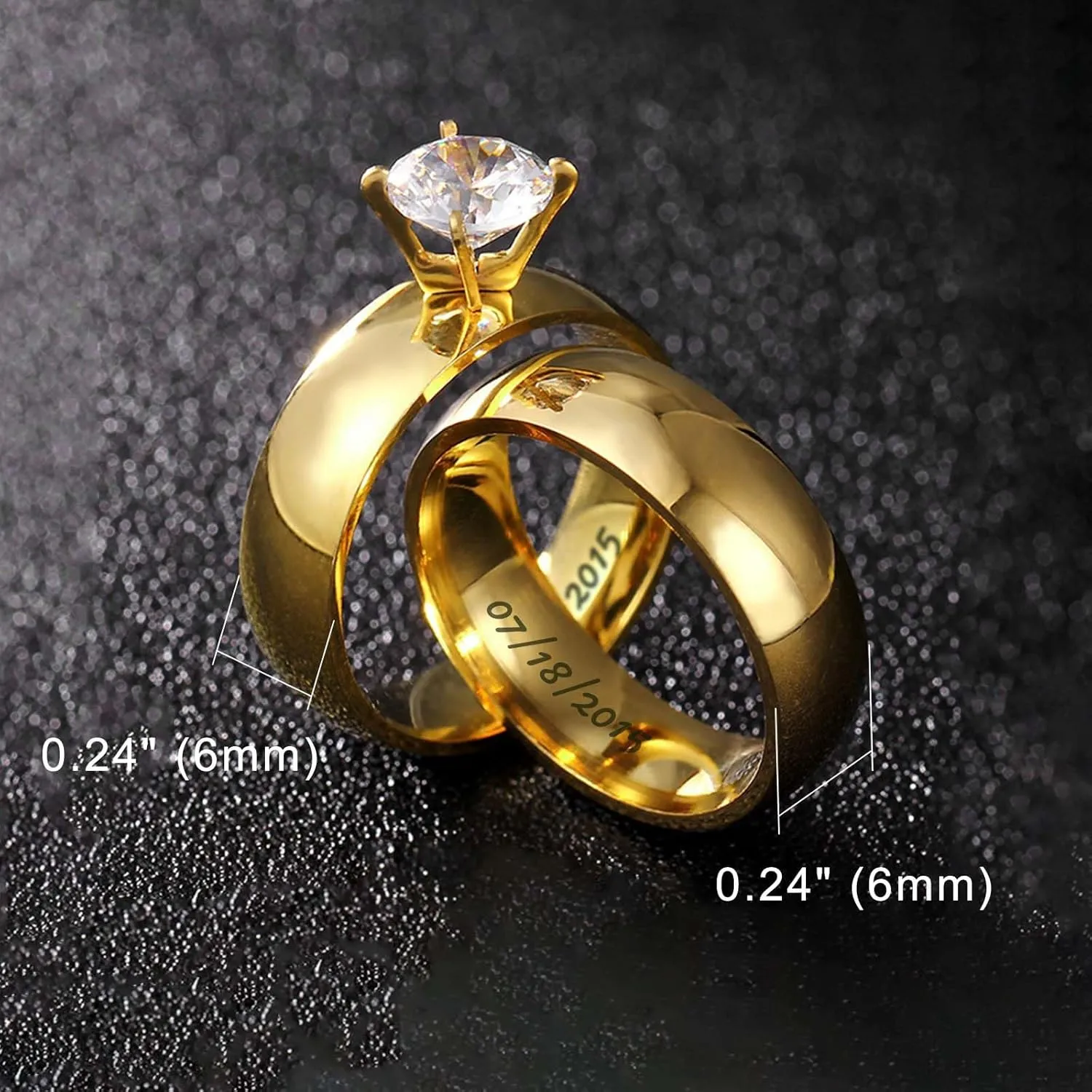 Personalized Matching Rings for Couples Custom Promise Rings for Couples Engraved Names Promise Rings for Him and Her Set Customized Ring Set for Women and Men (Style 4)