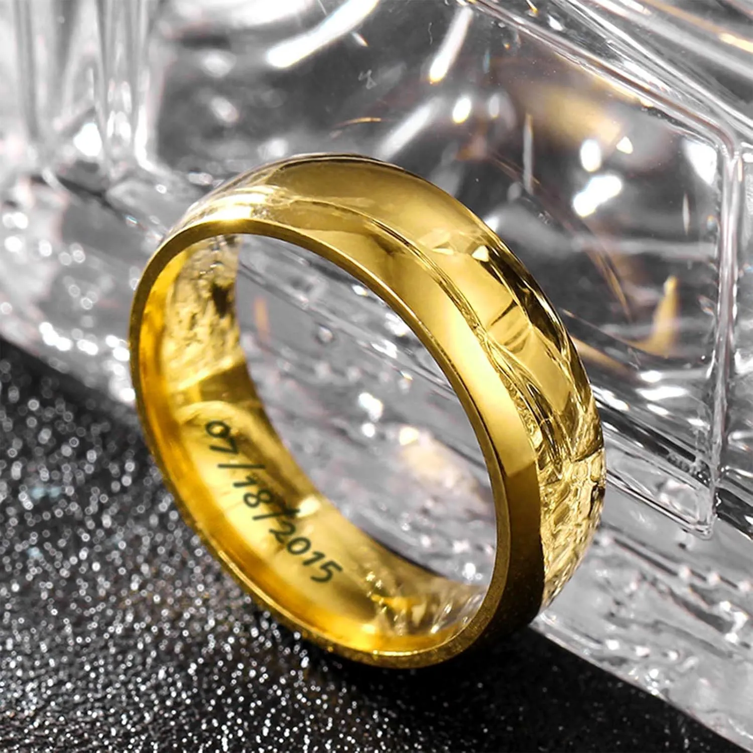Personalized Matching Rings for Couples Custom Promise Rings for Couples Engraved Names Promise Rings for Him and Her Set Customized Ring Set for Women and Men (Style 4)