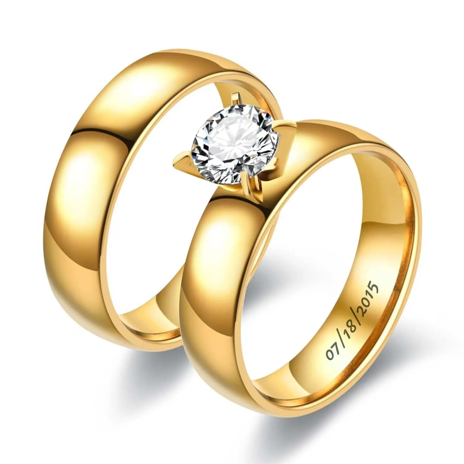 Personalized Matching Rings for Couples Custom Promise Rings for Couples Engraved Names Promise Rings for Him and Her Set Customized Ring Set for Women and Men (Style 4)