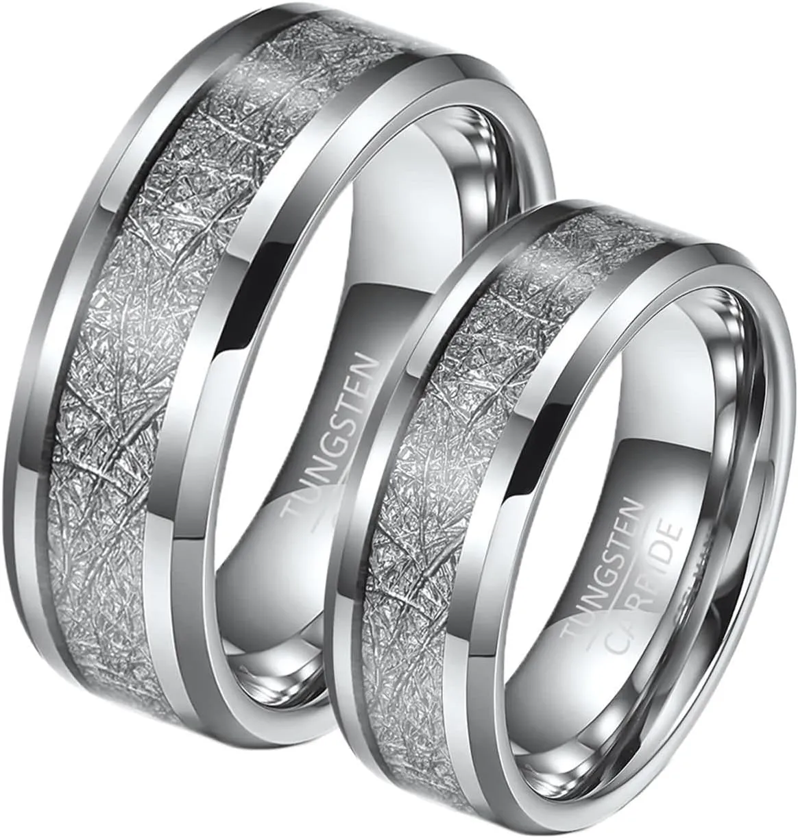 Personalized Ring Bands Rings Wedding Couple,Couples Tungsten Rings 8MM Silver Ring with Round Rings for Couple