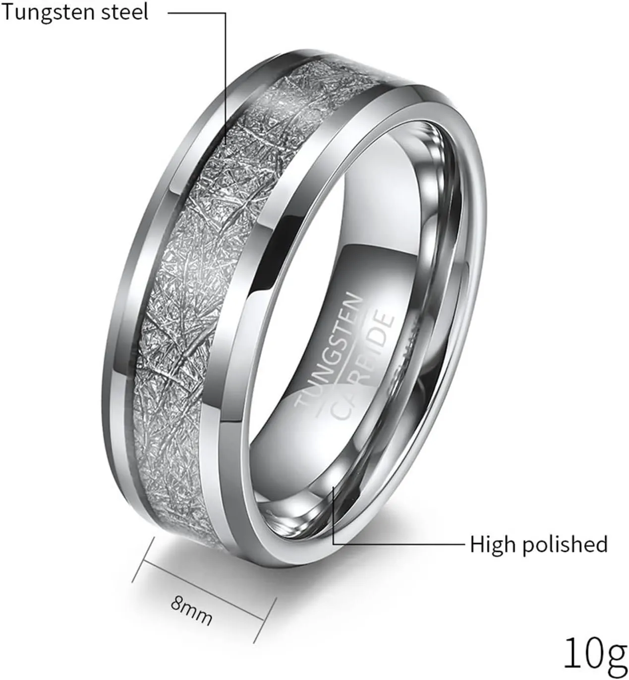 Personalized Ring Bands Rings Wedding Couple,Couples Tungsten Rings 8MM Silver Ring with Round Rings for Couple
