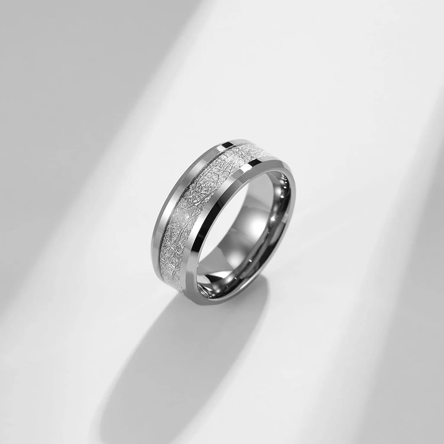 Personalized Ring Bands Rings Wedding Couple,Couples Tungsten Rings 8MM Silver Ring with Round Rings for Couple