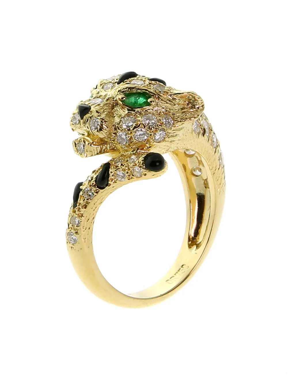 Piaget Panther Diamond Onyx Gold Ring