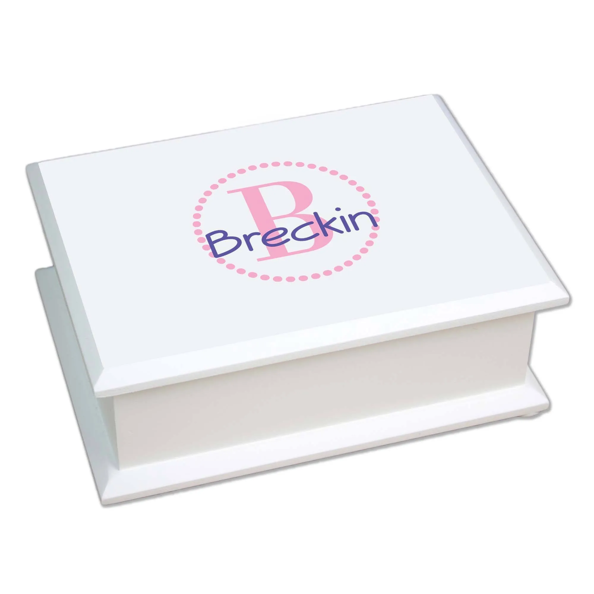 Pink Circle Monogram Lift Top Jewelry Box