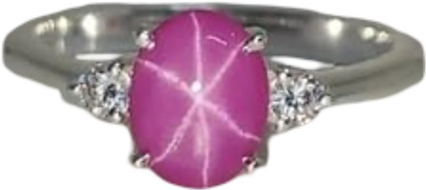 Pink Lindy Star Ring in 925 Sterling Silver Pink Ruby Ring, 6 Rays Star Gemstone, Rings Engagement