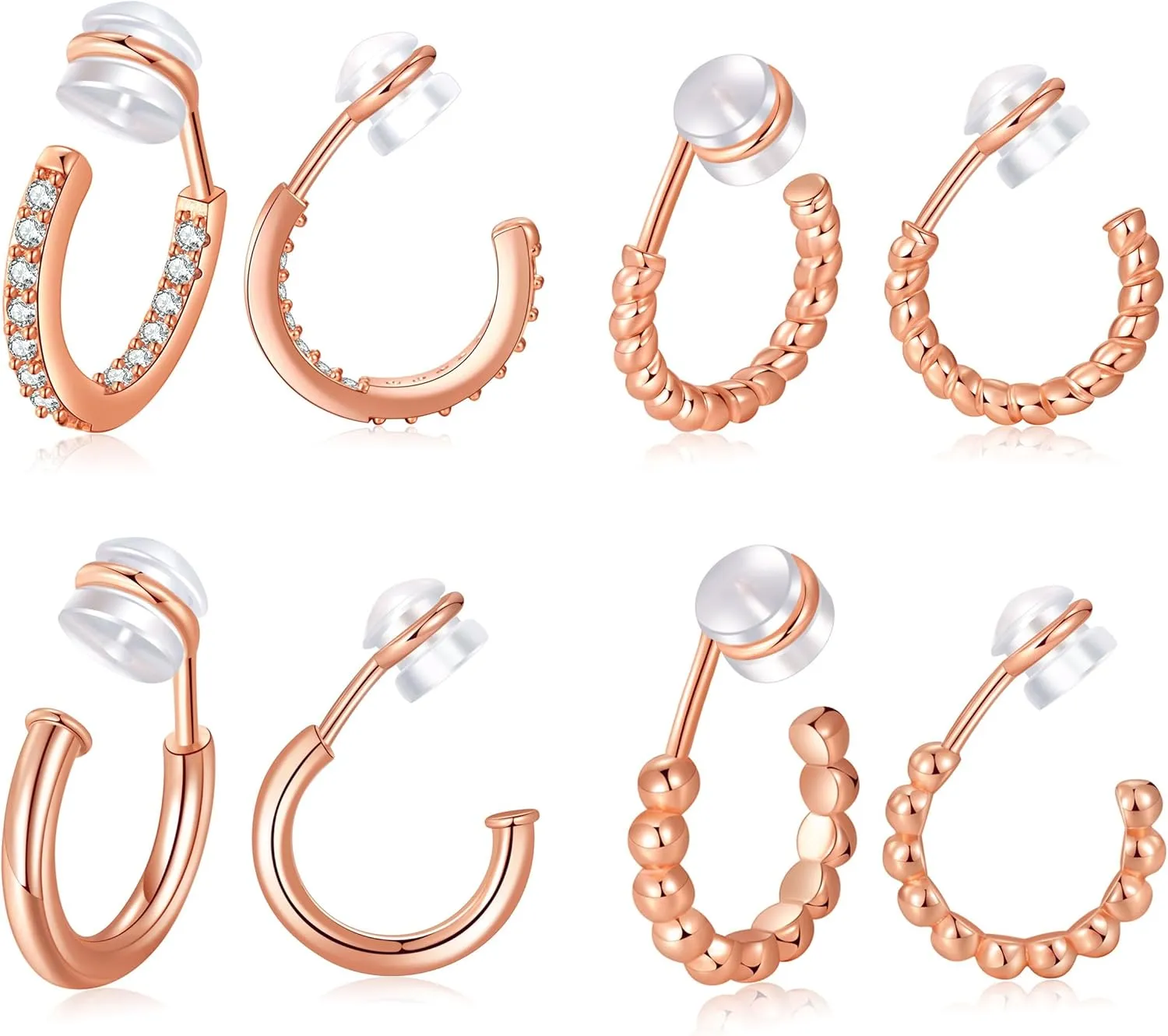 PLOMFOV Clip On Hoop Earrings for Women 14K Gold Plated Non Pierced Earrings Clip On Hoops Small No Piercing Fake Hoop Earrings 14mm