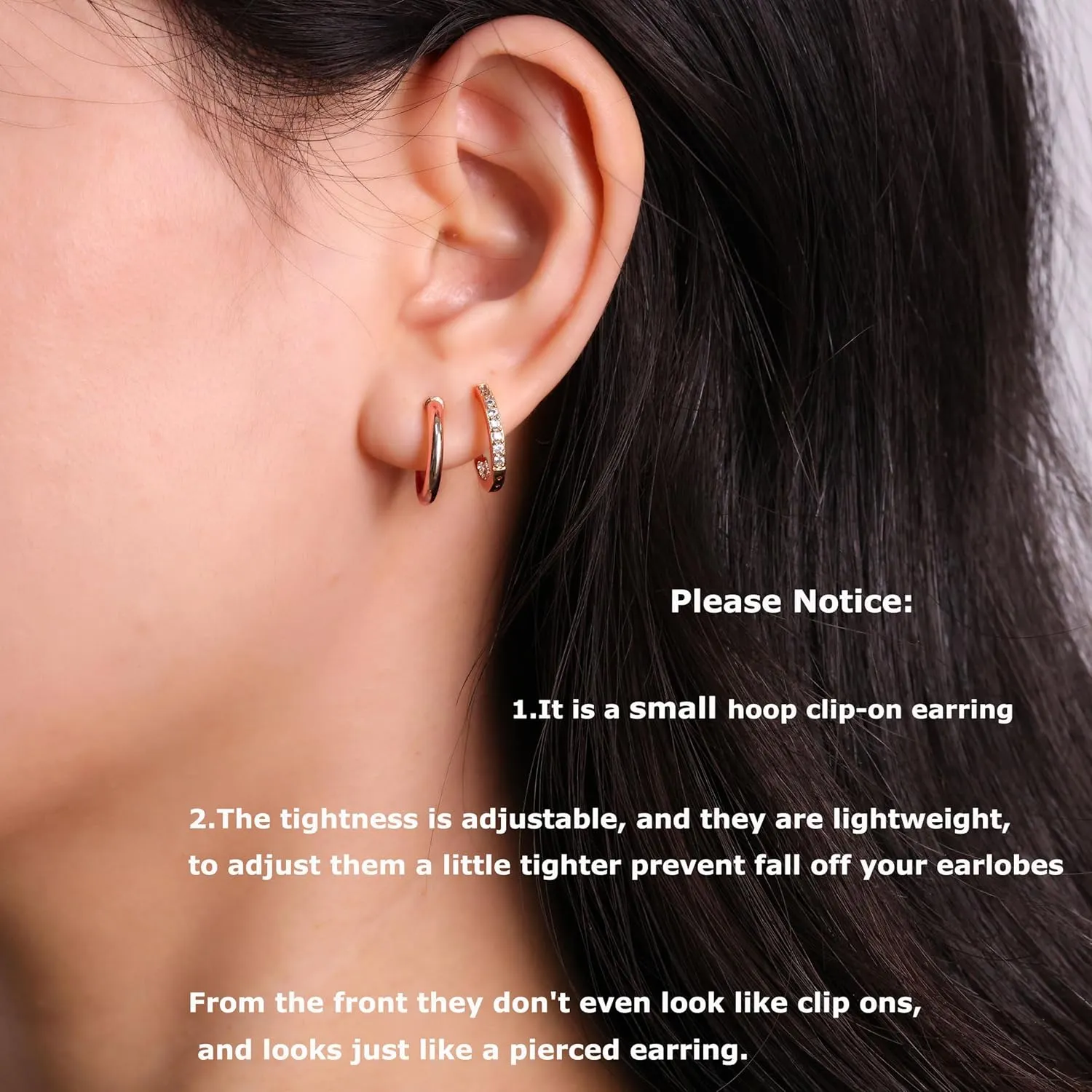 PLOMFOV Clip On Hoop Earrings for Women 14K Gold Plated Non Pierced Earrings Clip On Hoops Small No Piercing Fake Hoop Earrings 14mm