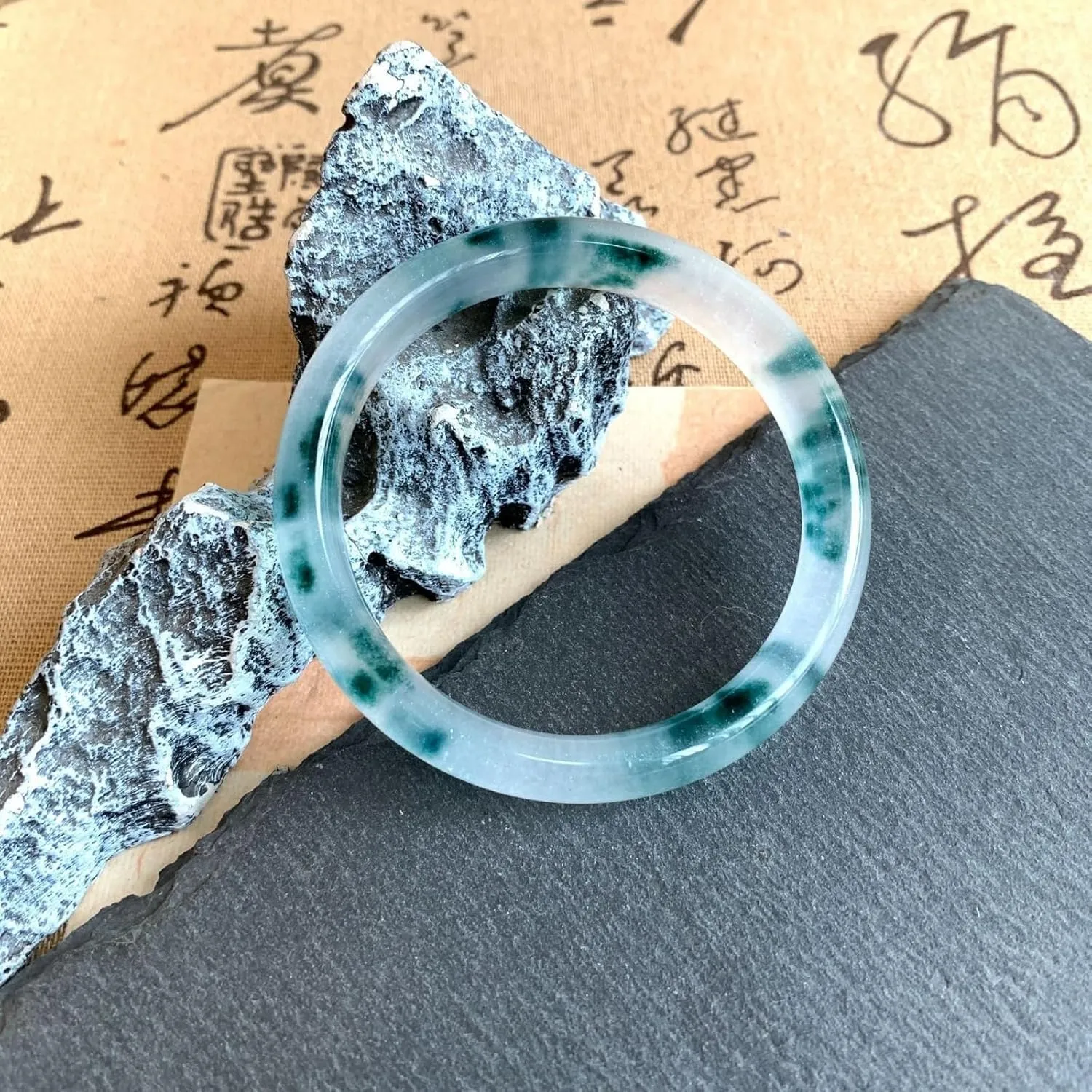 Pokn Jade Bracelet for Women Jade Bangle Green Bracelets for Women Jade Bangle Bracelet for Women,Inner 2.12-2.52''/54-64mm