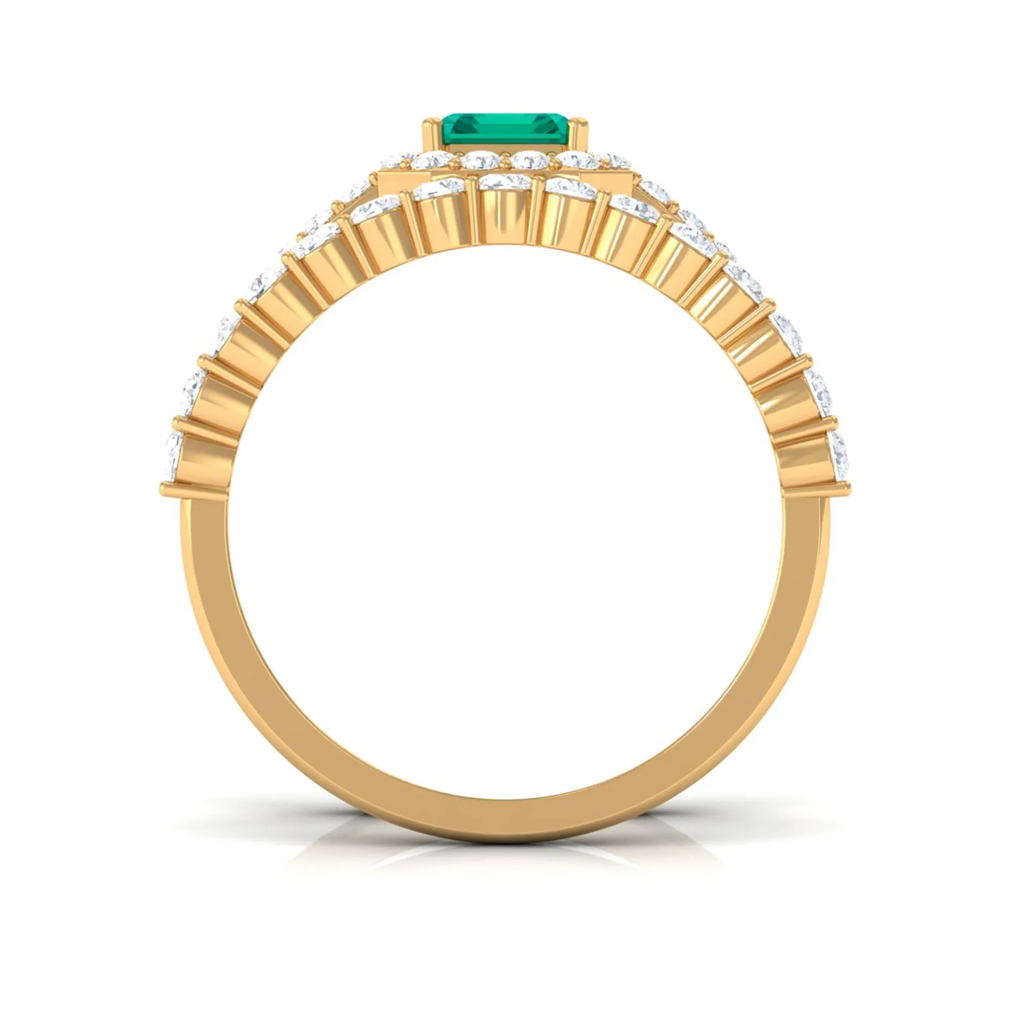 Real Emerald and Diamond Stackable Ring Set