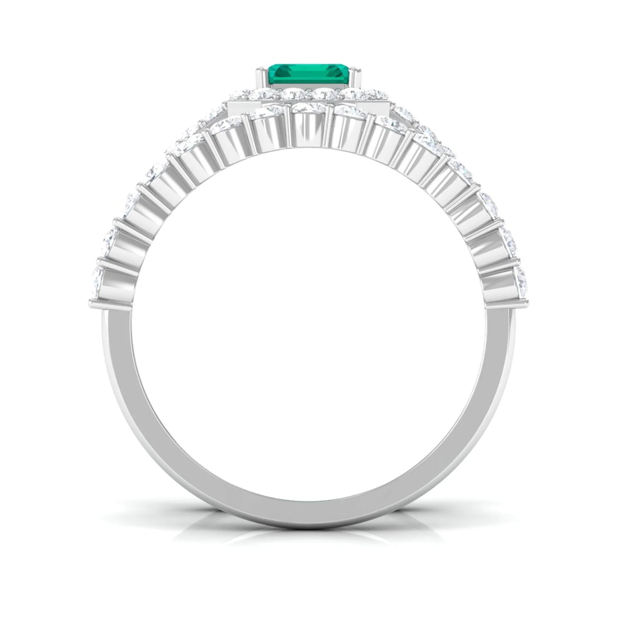 Real Emerald and Diamond Stackable Ring Set