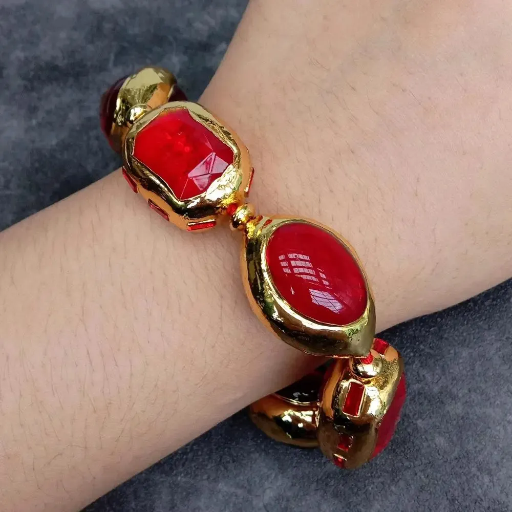 Red Glass Gold Plated Necklace Set