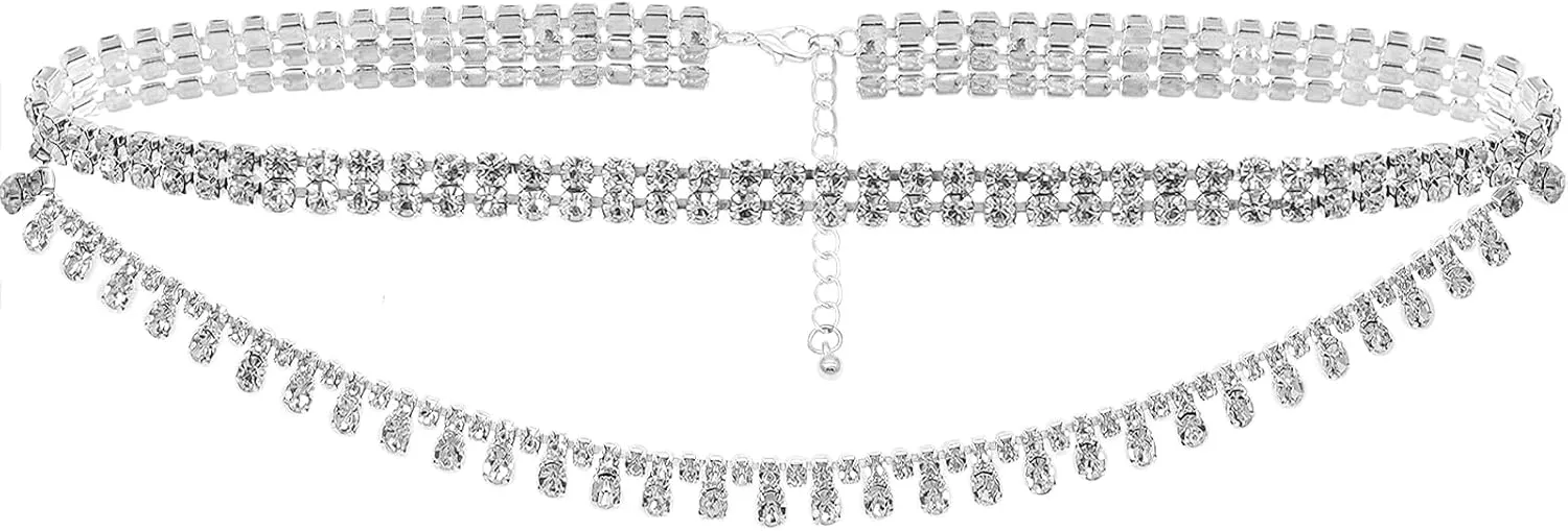 Rhinestone Choker Necklaces Sparkling Diamond Choker Crystal Necklace for Women