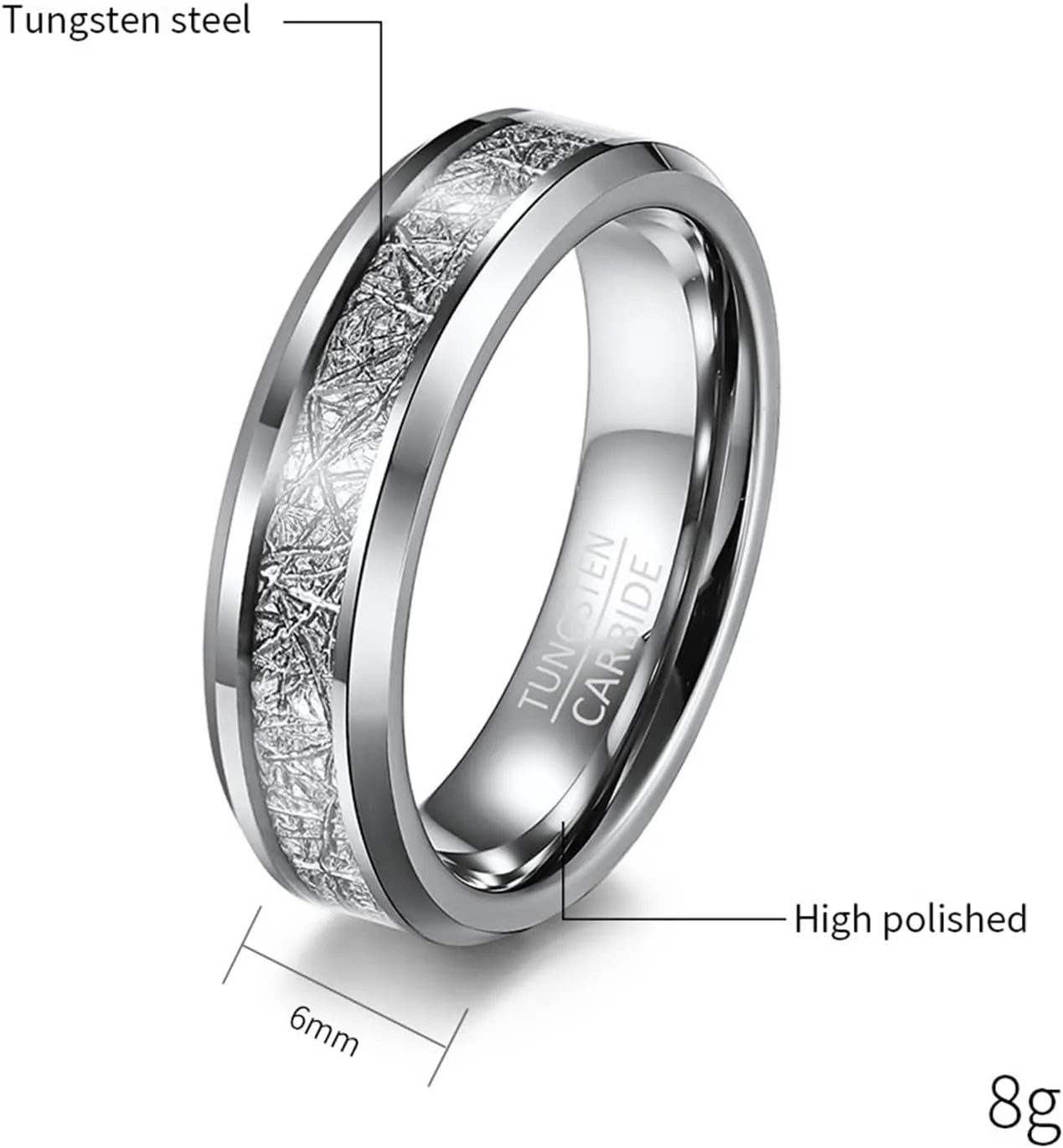 Rings Couple for Her and Her, Womens Tungsten Wedding Bands 2PCS 6mm Silver Ring Inlay Metal Size Women 6 Men 7 for Promise Jewelry