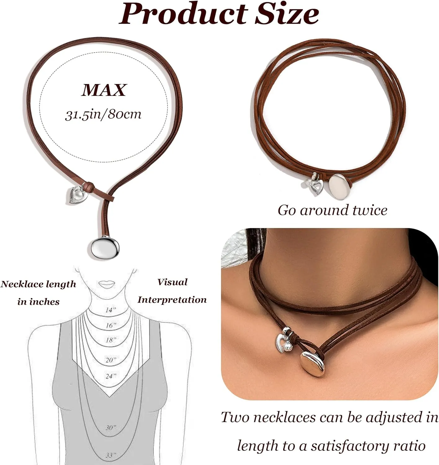 Roe Dolph Boho Necklaces for Women Trendy Western Country Concert Outfits Accessories Brown Suede Choker Necklace Layered Leather Necklaces Boho Western Jewelry Cowboy Cowgirl Outfits Jewelry