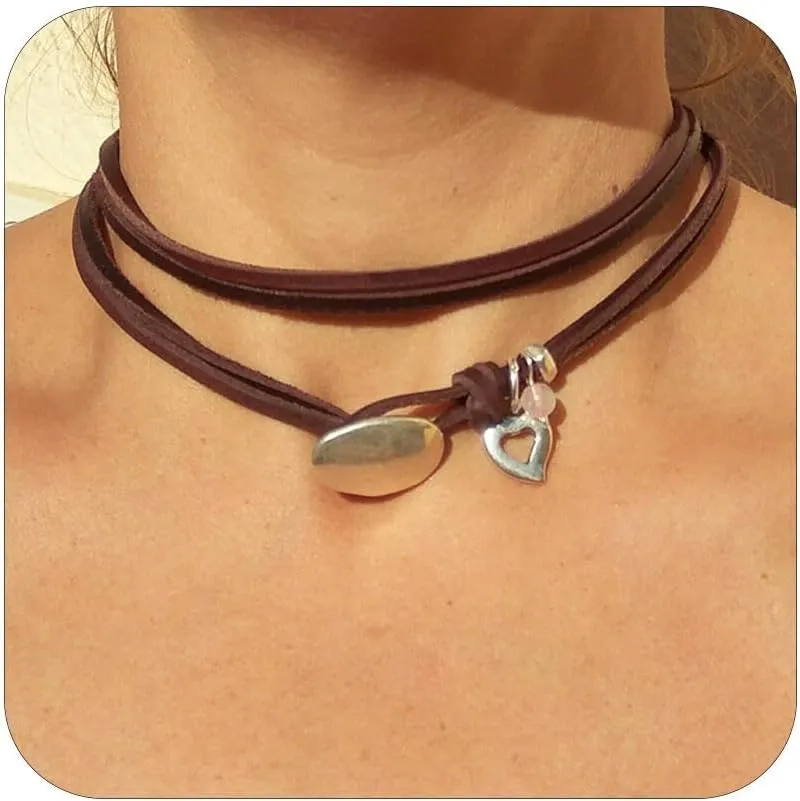 Roe Dolph Boho Necklaces for Women Trendy Western Country Concert Outfits Accessories Brown Suede Choker Necklace Layered Leather Necklaces Boho Western Jewelry Cowboy Cowgirl Outfits Jewelry