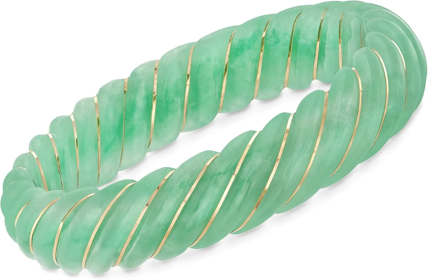 Ross-Simons Carved Jade Bangle Bracelet With 14kt Yellow Gold