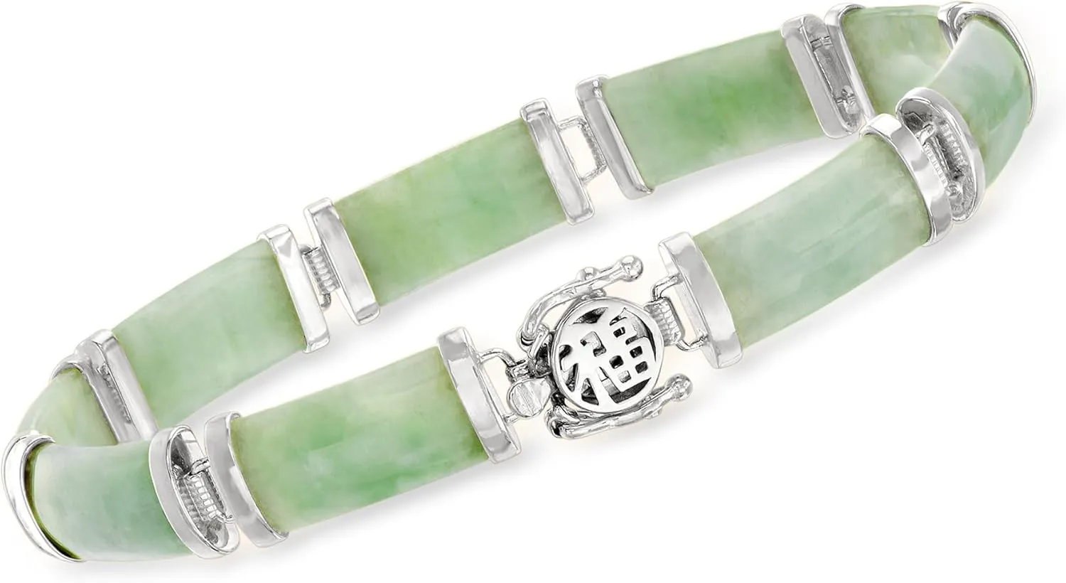 Ross-Simons Jade Good Fortune Bracelet in Sterling Silver