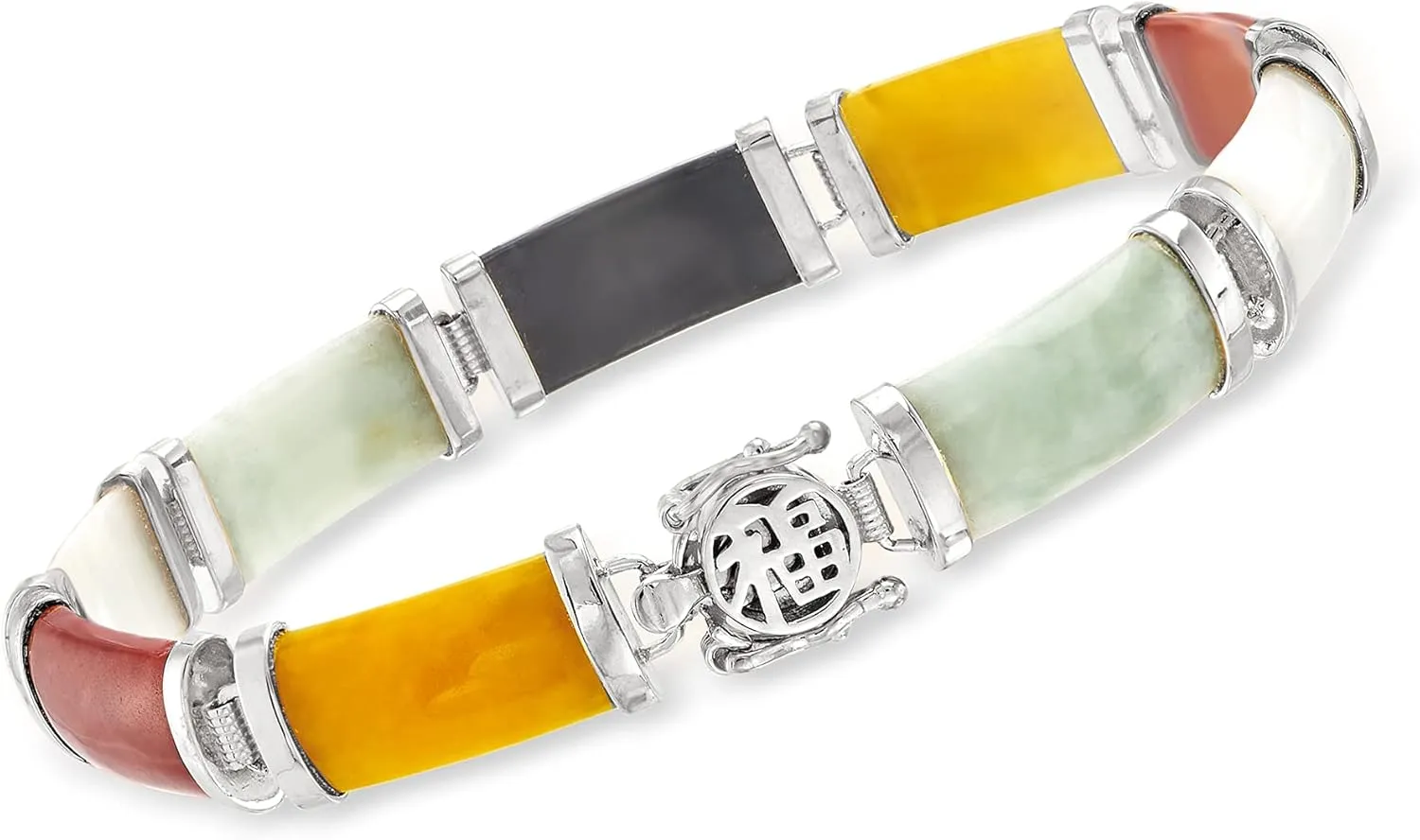 Ross-Simons Jade Good Fortune Bracelet in Sterling Silver