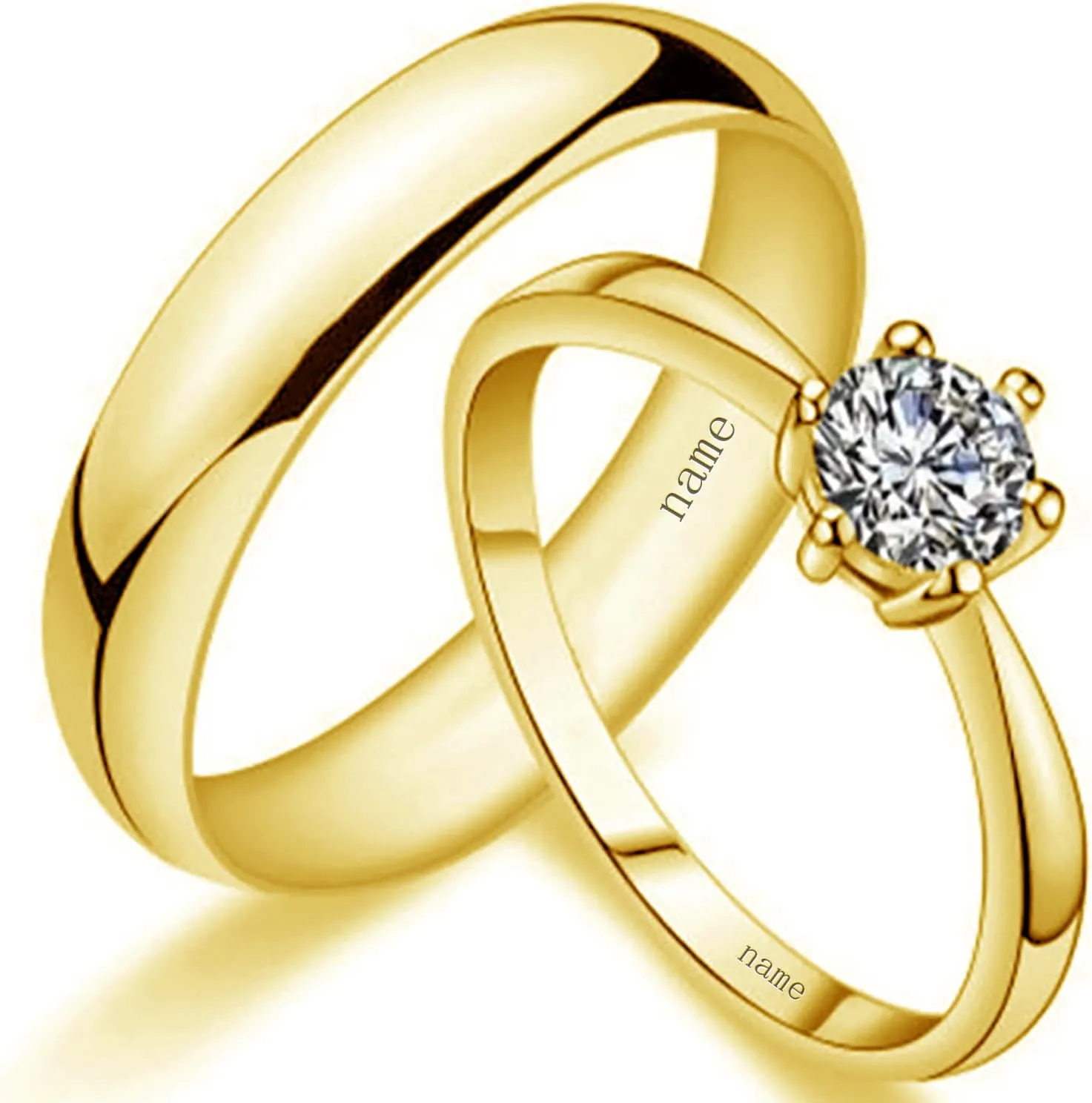 S925/10K 14K 18K Gold Couple Ring Sets, Round Cut Moissanite Couple Wedding Rings Set for Men and Women, Customized His and Hers Matching Promise Bands Engraving for Anniversary Engagement
