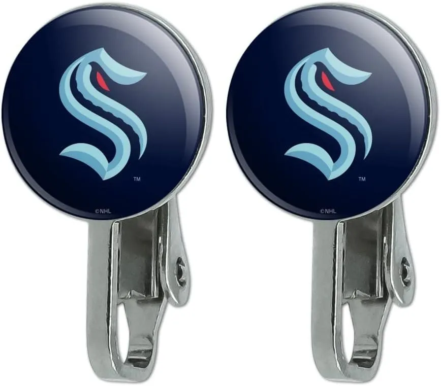 Seattle Kraken Logo Novelty Clip-On Stud Earrings