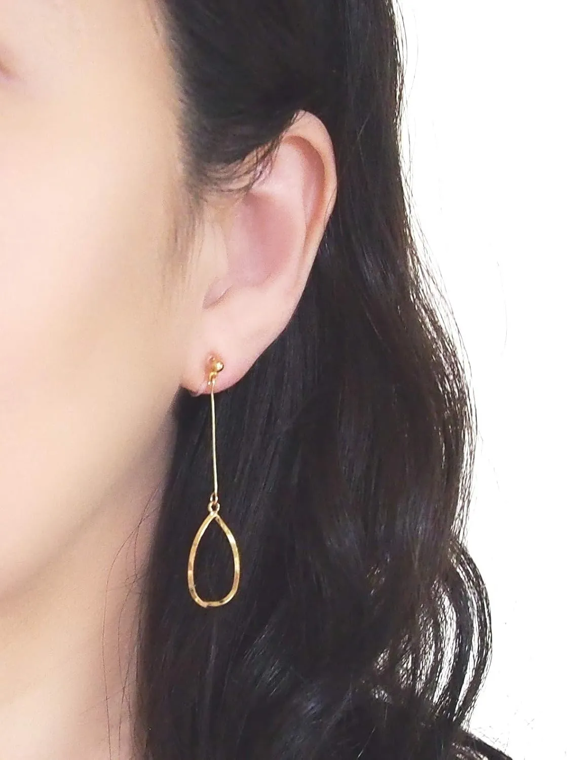 Silver Dangle Invisible Clip On Earrings for Women Not Pierced Comfortable Gold Long Chain Triangle Fringe Hoop Clip On Earrings Miyabi Grace