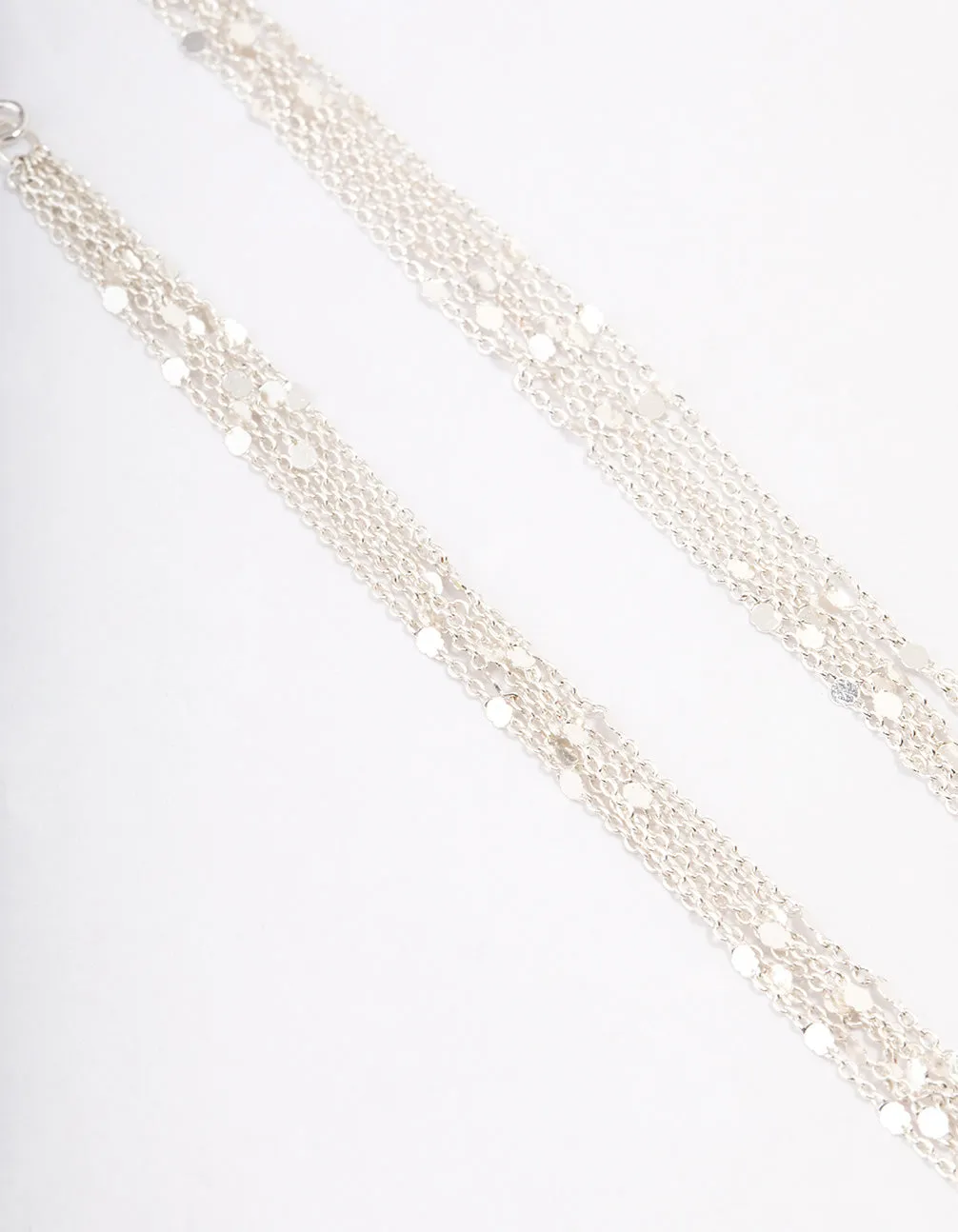 Silver Multi Row Chain Drop Earrings