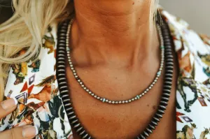 Silver Pearls with Turquoise Stones Choker