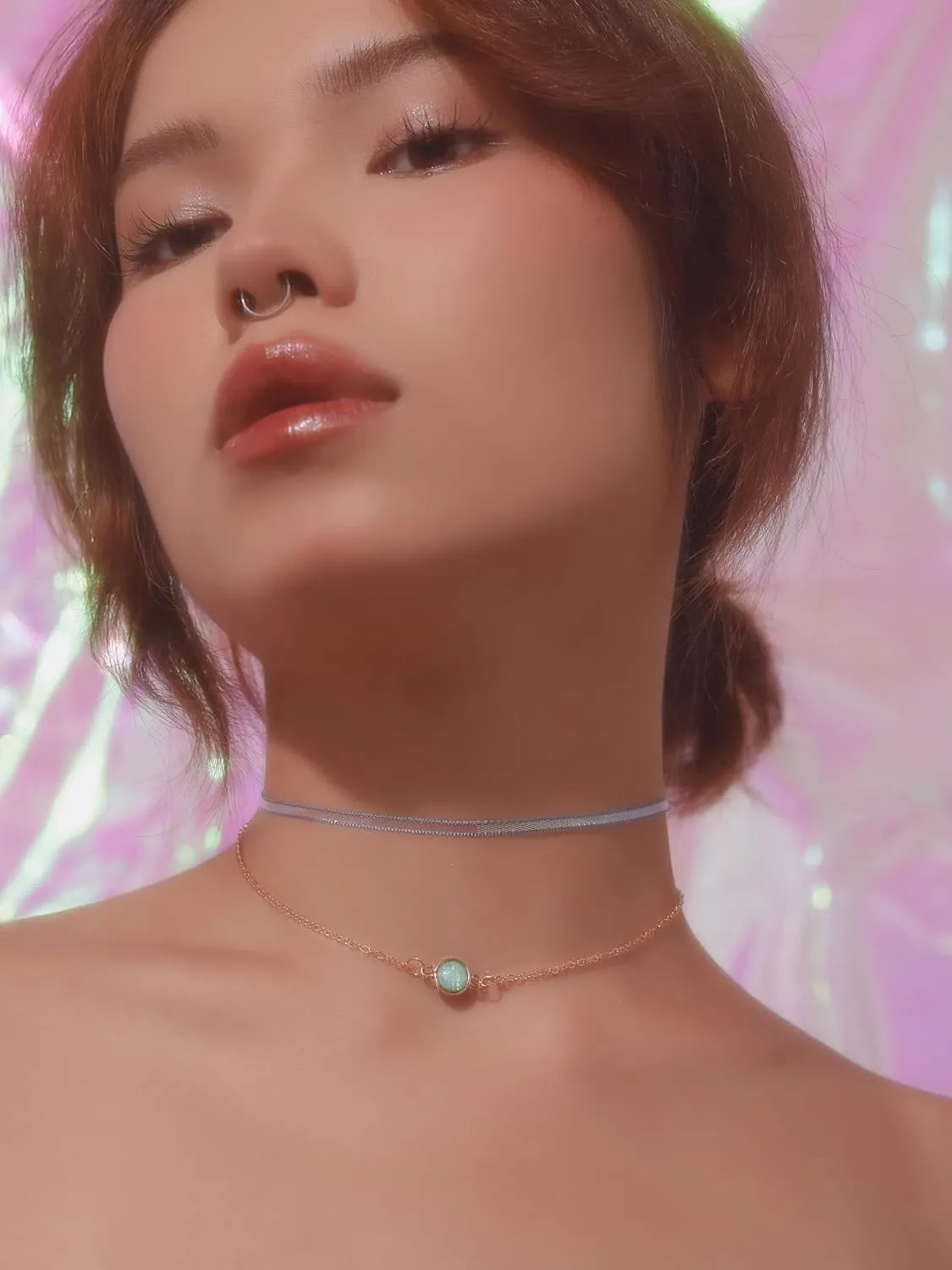 Simple Hologram Heart Pendant Choker Necklaces Accessories for Women Trendy Stuff