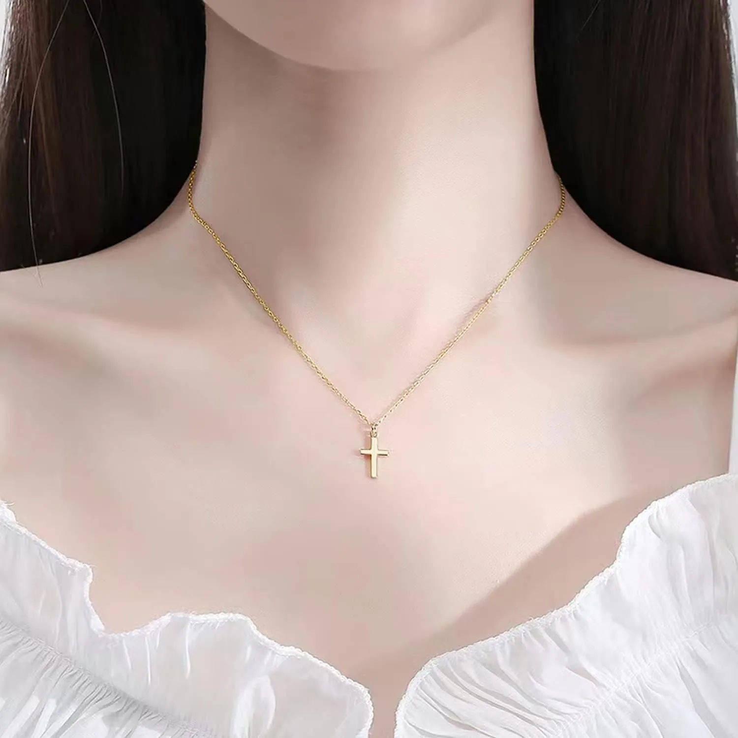 Small Cross Pendant Necklace for Women Simple Cross Necklaces Mothers Day Birthday Gifts for Women