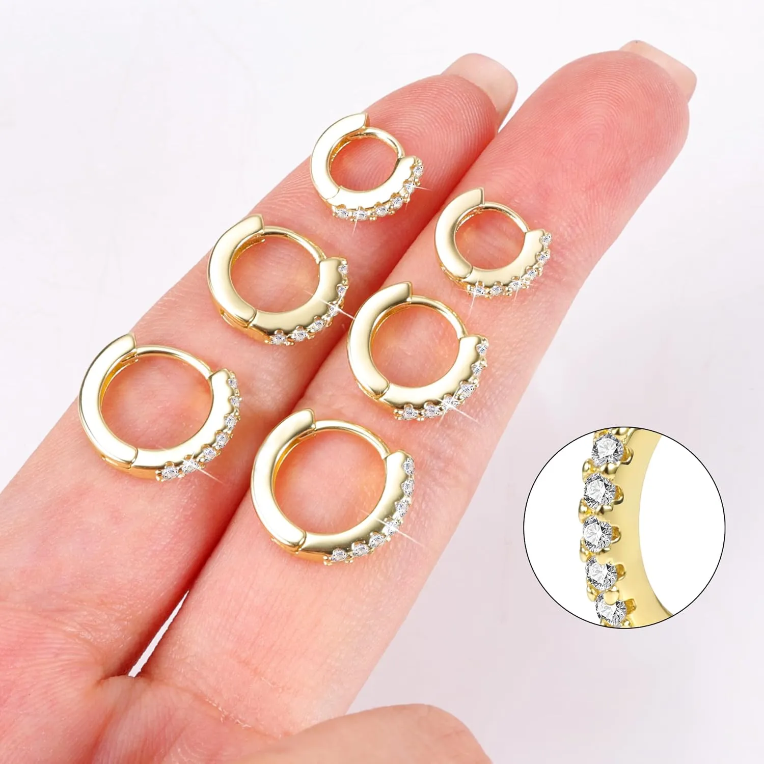 Small Earrings Sets 14K Gold 925 Sterling Silver Hoop Earrings for Women Huggie Cartilage Earring Set Cute Mini Thin Tragus Hoops Multiple Piercings Aretes Earrings Sets for Women Trendy ( 6-8-10-12-14-16 )mm