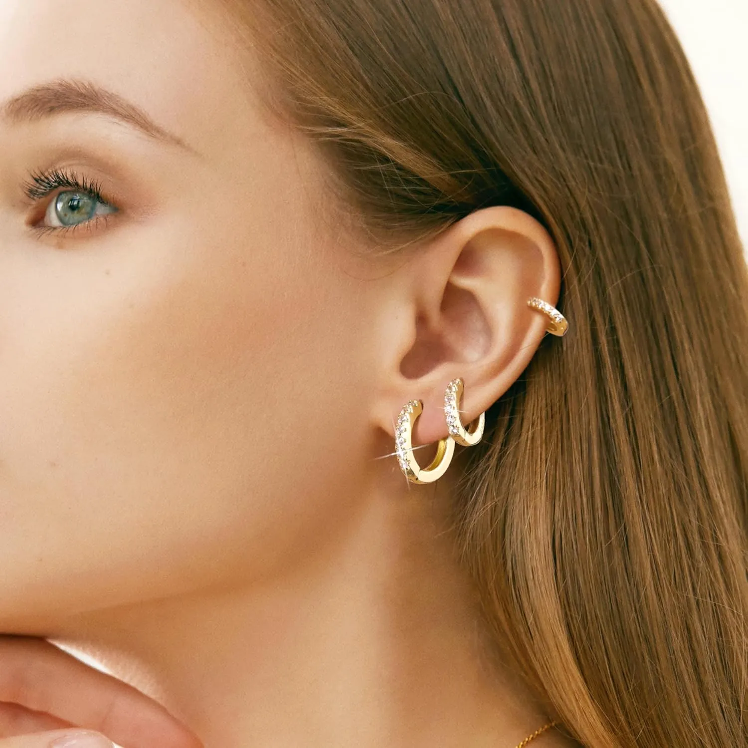 Small Earrings Sets 14K Gold 925 Sterling Silver Hoop Earrings for Women Huggie Cartilage Earring Set Cute Mini Thin Tragus Hoops Multiple Piercings Aretes Earrings Sets for Women Trendy ( 6-8-10-12-14-16 )mm