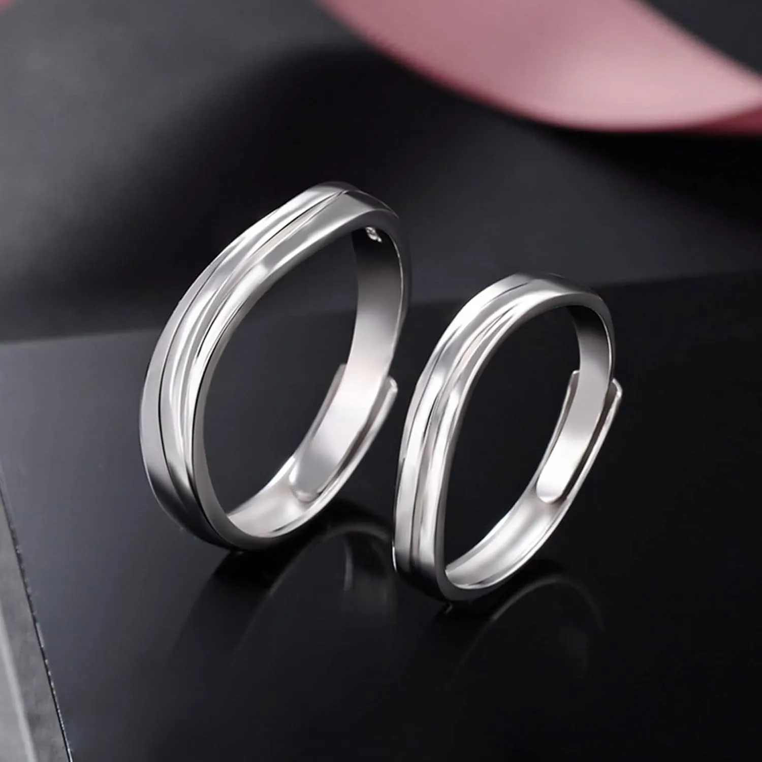 Small Silver Rings, Women's Engagement Rings Set With Cubic Zirconia Adjustable Birthday Gift