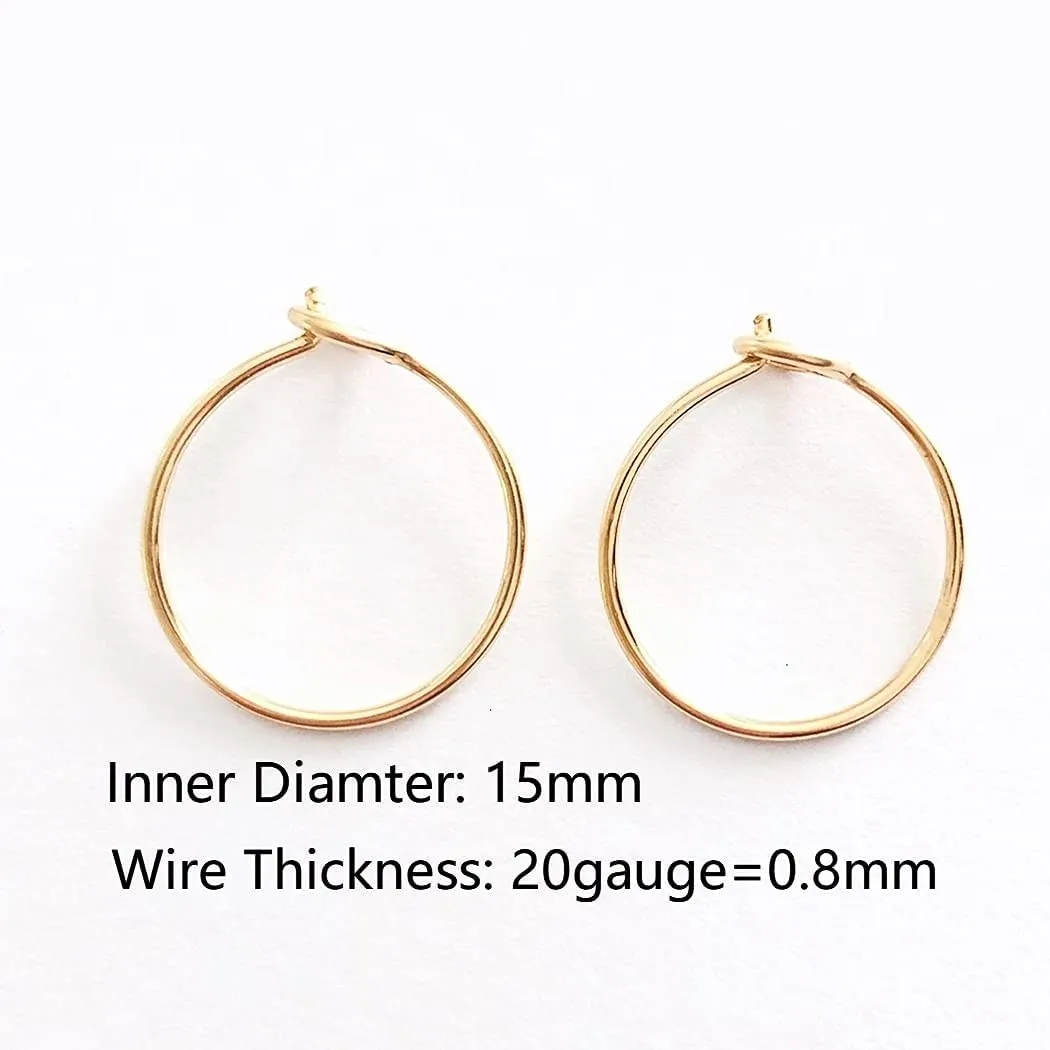 Small Thin Huggie Hoop Earrings for Women - 14k Gold Filled or Sterling Silver Tiny Hoops, Lightweigh Hypoallergenic Gold Hoop Earrings (14K Yellow Gold Filled, 15mm)
