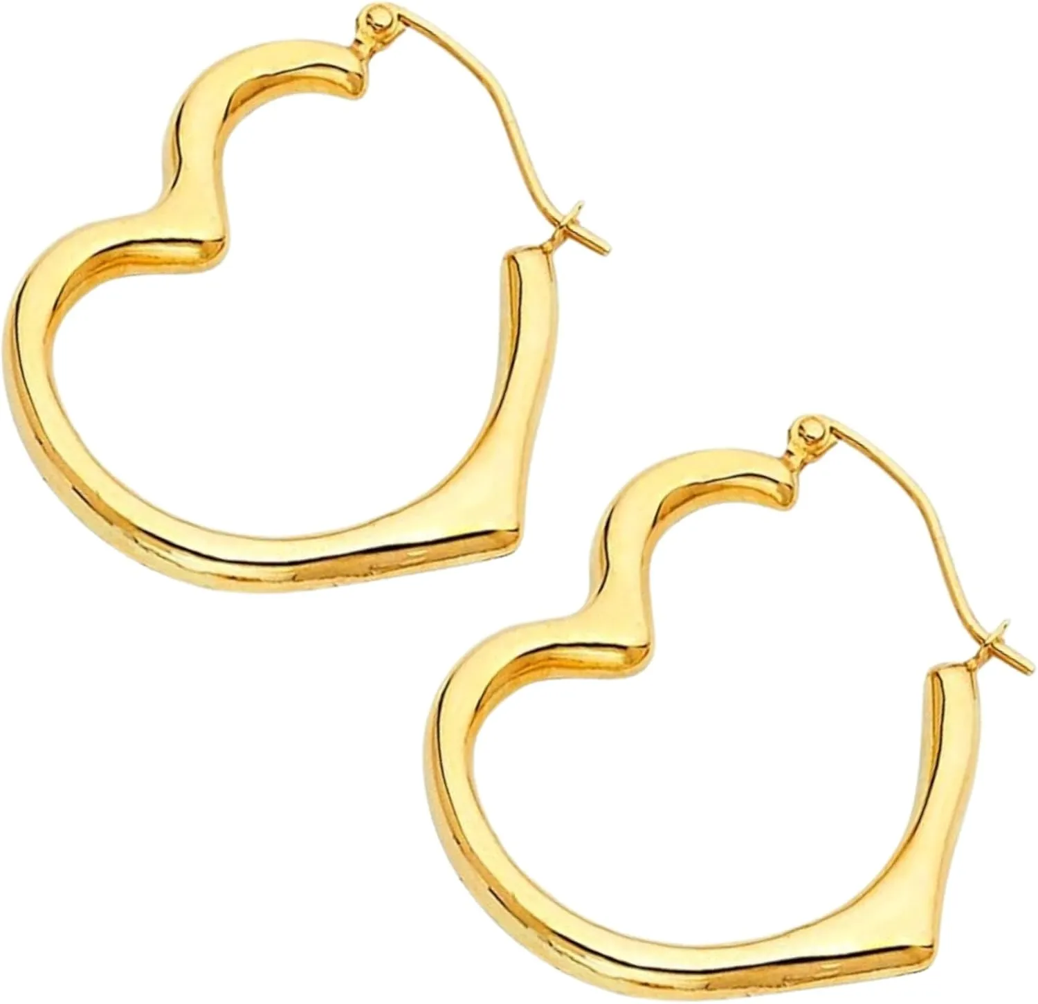 Small to Large 14k Gold Earrings for Women Heart Shape - 14 Karat Solid Open Hearts Hoop Earring, Shrimp Hoops, Lightweight, Hypoallergenic - Jewelry Gifts for Her/Him - Available in 3 Sizes