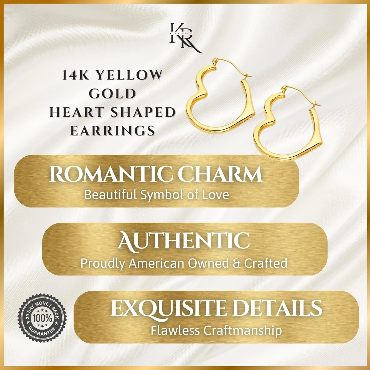 Small to Large 14k Gold Earrings for Women Heart Shape - 14 Karat Solid Open Hearts Hoop Earring, Shrimp Hoops, Lightweight, Hypoallergenic - Jewelry Gifts for Her/Him - Available in 3 Sizes