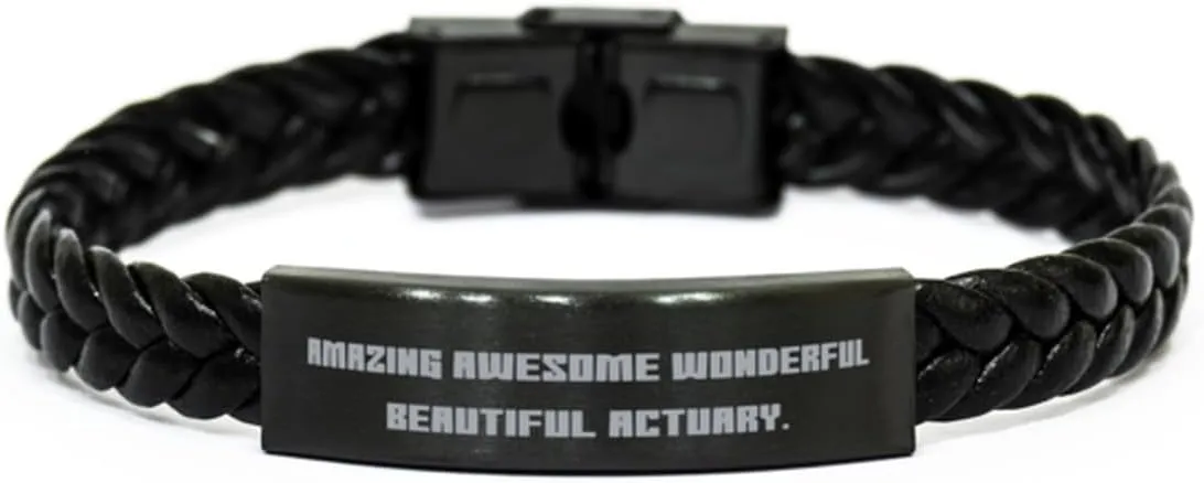 Special Actuary Gifts, Amazing Awesome Wonderful, Unique Birthday Braided Leather Bracelet Gifts For Coworkers From Coworkers, Leather bracelets for men, Leather bracelets for women, Handmade leather