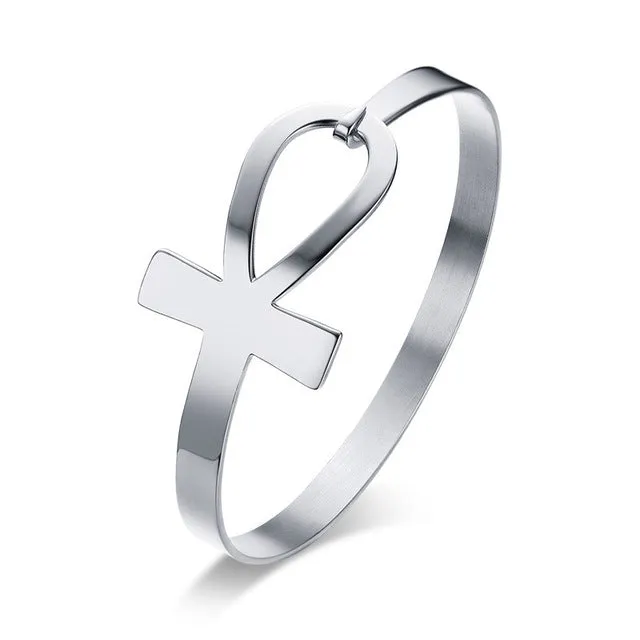 Stainless Steel Key of Life Bangle Bracelet