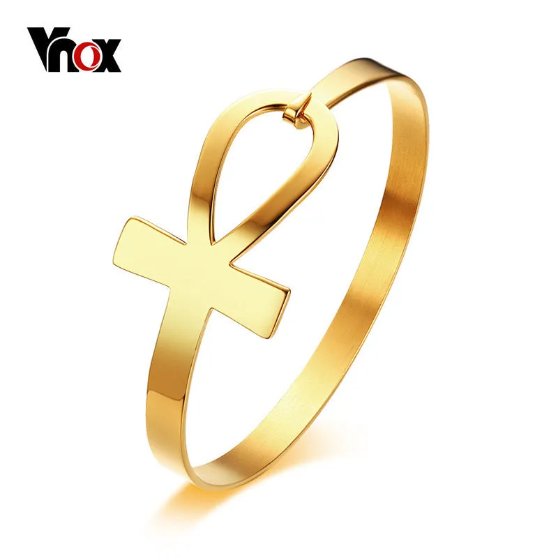 Stainless Steel Key of Life Bangle Bracelet
