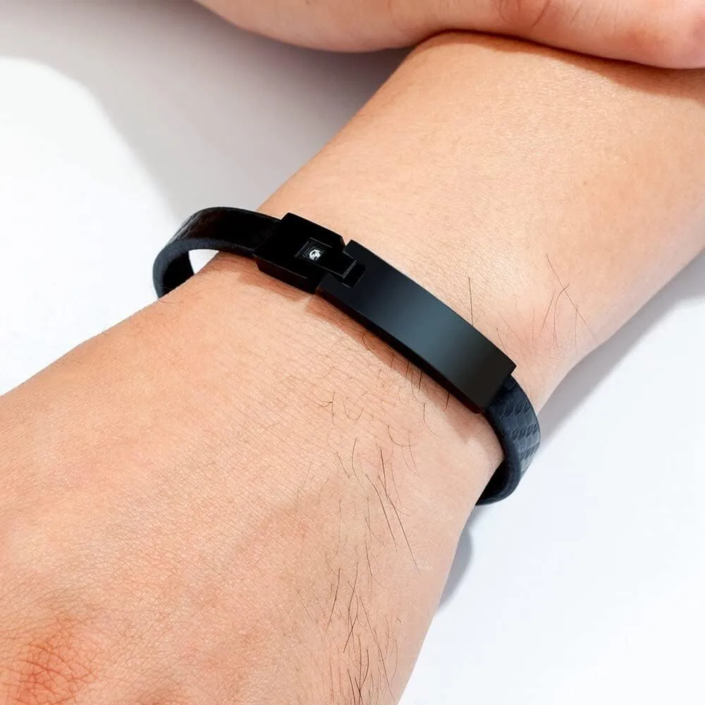 Stainless Steel Simple Design Mens Leather Bracelets Woven Pattern Bangles Jewelry Gifts SZ26P (Gold-21cm)