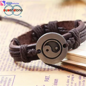 SUSENSTONE Vintage Bracelet 2016 Hot Sale Tai Chi Ying Yang Men Women Wristband
