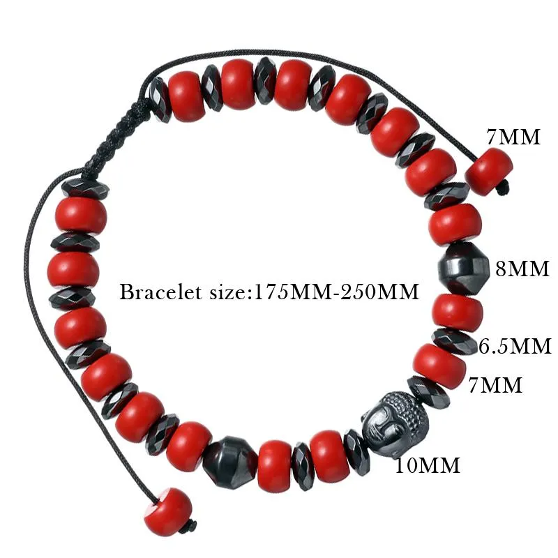 Taiwan Cinnabar Stone Beaded Buddha Bracelet
