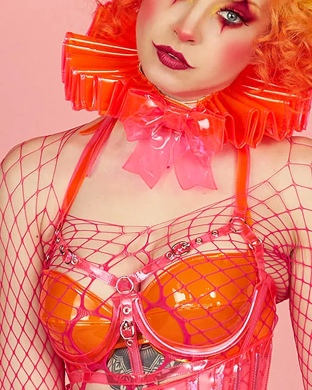 Tinted clear PVC Bow Neck Ruff