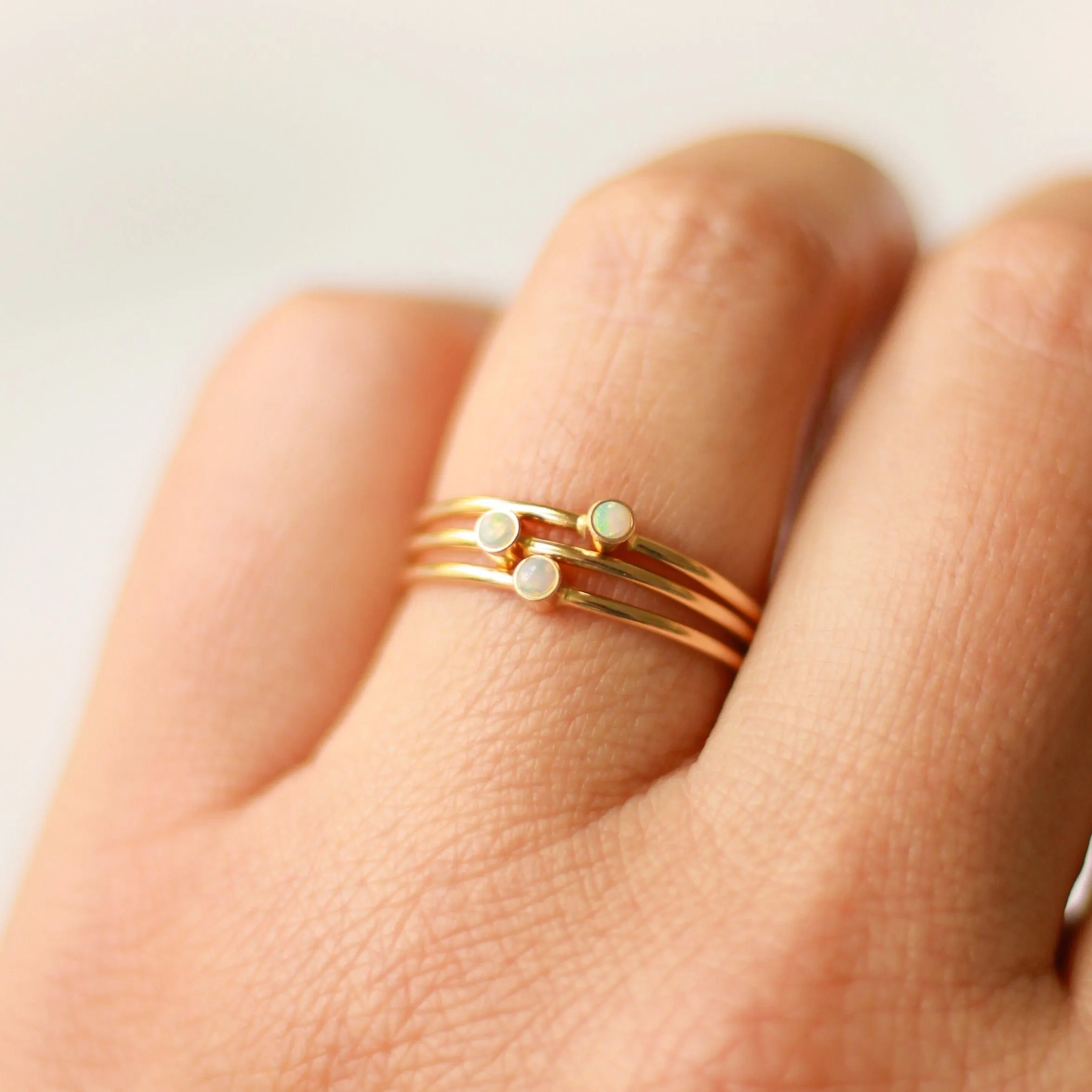 Tiny October Birthstone Ring ∙ Opal