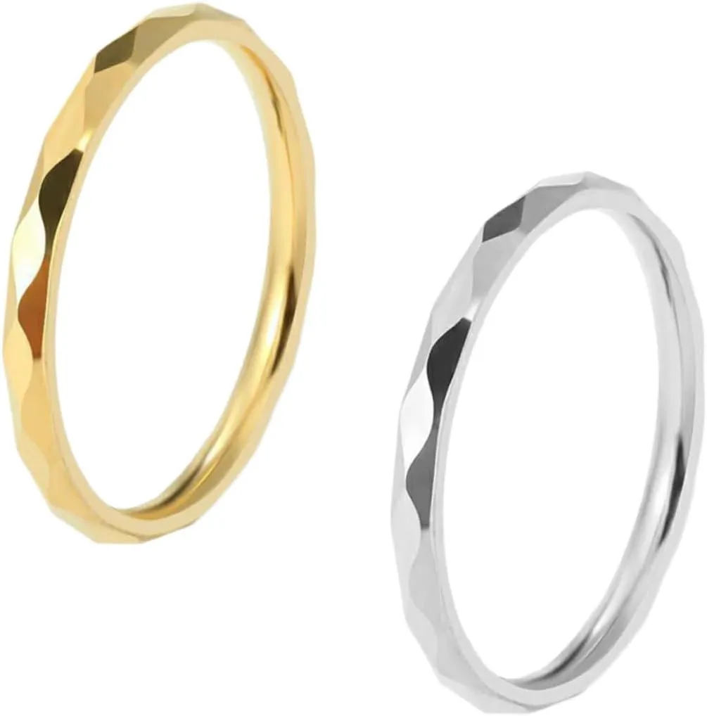Titanium Rings 2pcs Couples Ring Set Knuckle Decor Ring for Women Men Fashion Comfortable and Chic
