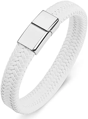 Titanium steel braided leather bracelet fashion simple men's and women's bracelets white
