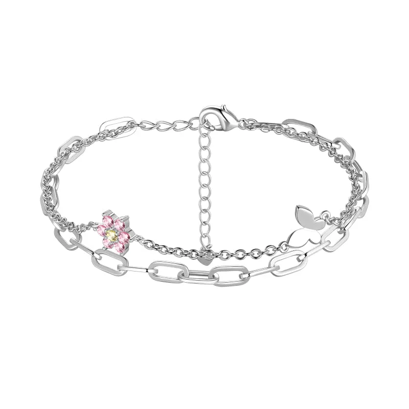 Tokyo Mart Dainty Gold/Silver Bracelets for Women Jewelry Layered Heart/Butterfly Link Bracelets