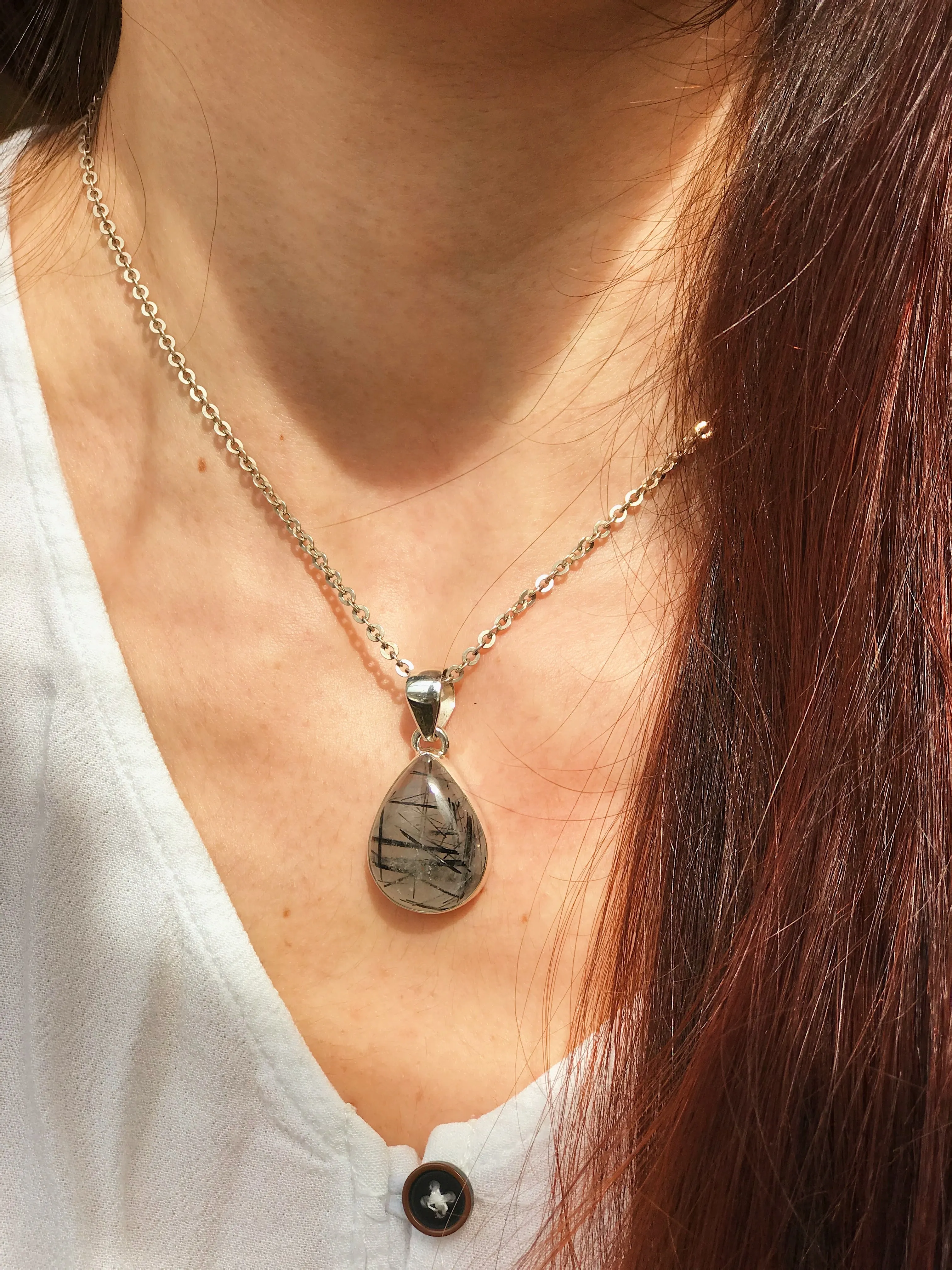 Tourmalated Quartz Akoni Pendant - Square