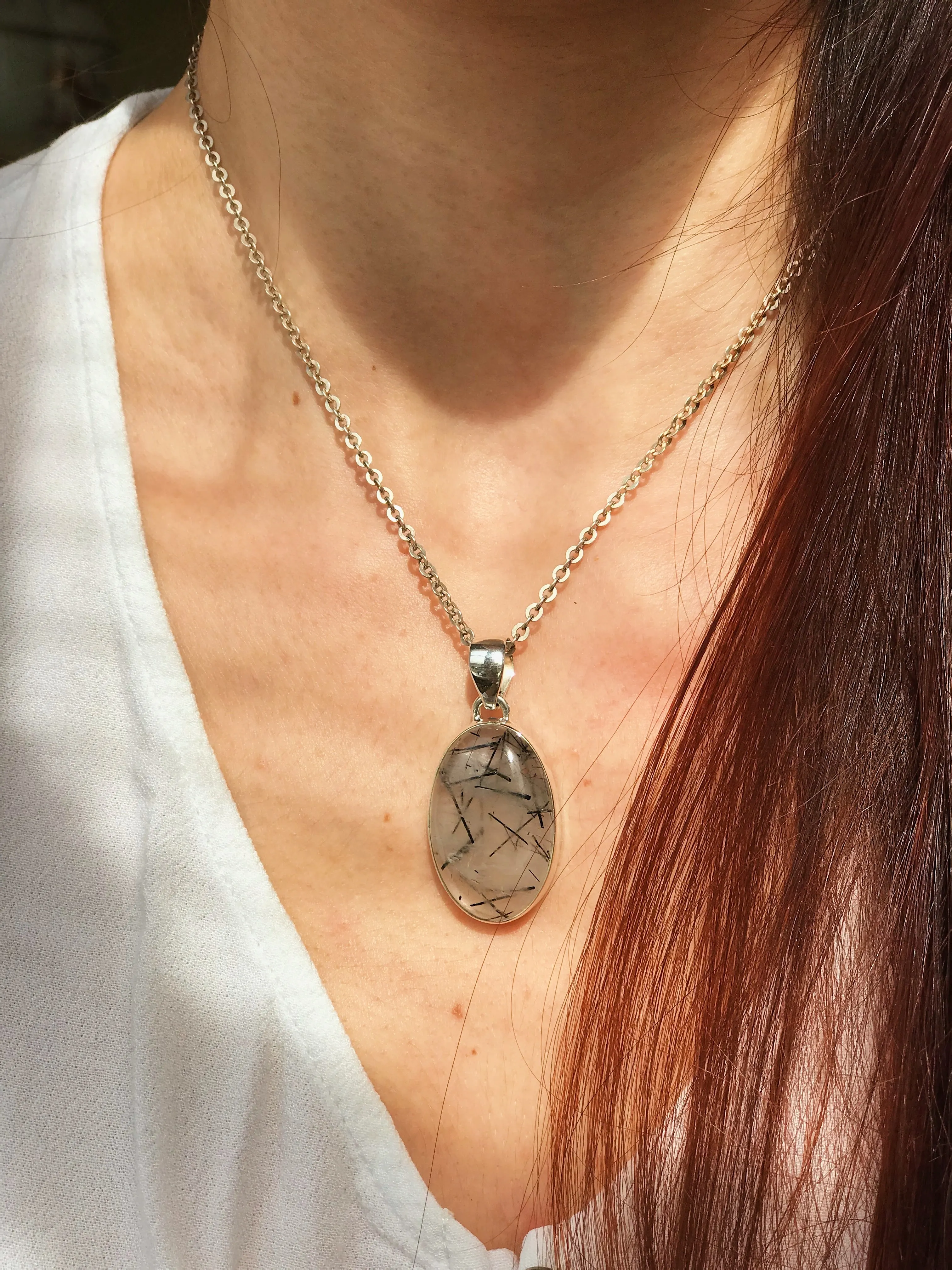 Tourmalated Quartz Akoni Pendant - Square