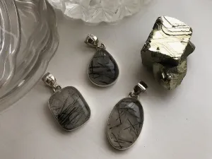 Tourmalated Quartz Akoni Pendant - Square